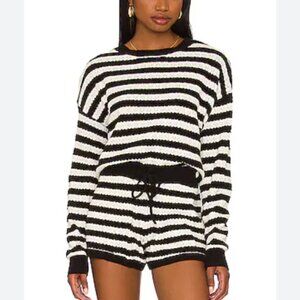 Beach Riot Black White Striped Beach Sweater crew cropped